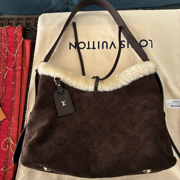 Louis Vuitton Mahina Carryall PM Dark Brown Suede-AUTHENTIC - Picture 1 of 16